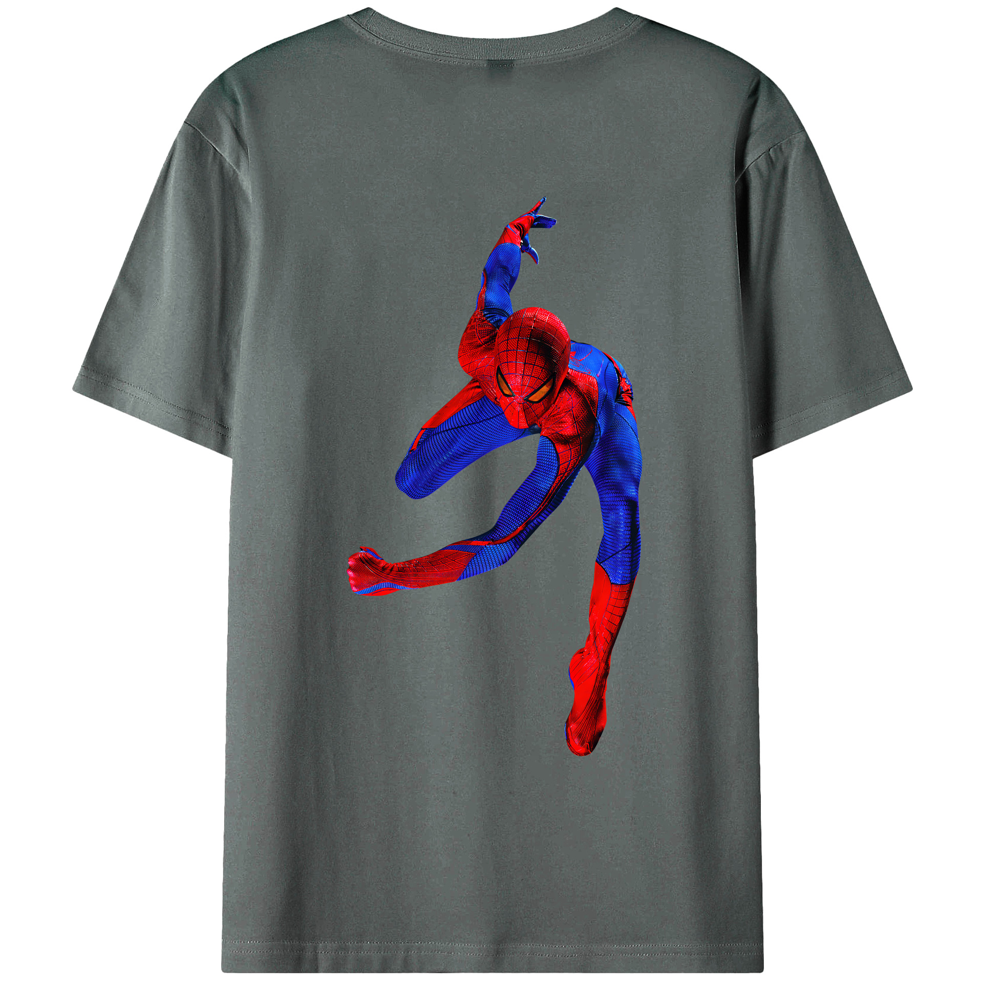 （画像用） Spider Man スパイダーマン 綿100％ メンズ半袖Tシャツ（バックプリント） 通気性